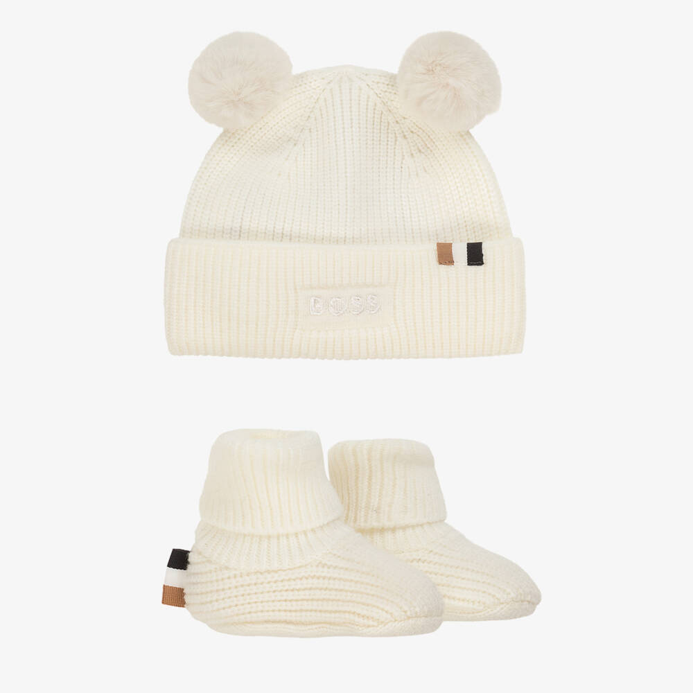 BOSS-Ivory Cozy Baby Hat Set | Childrensalon Outlet