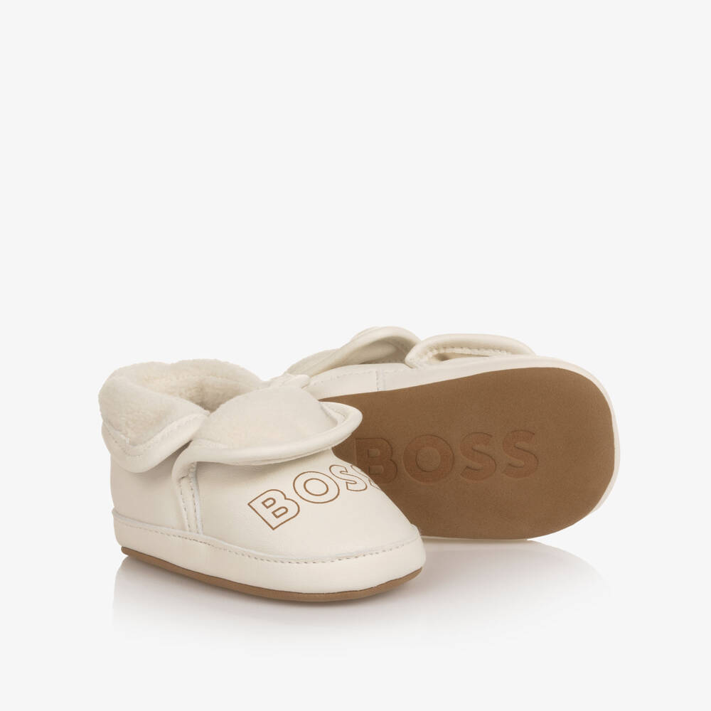 BOSS-حذاء بيبي عاجي مبطن بالصوف | Childrensalon Outlet