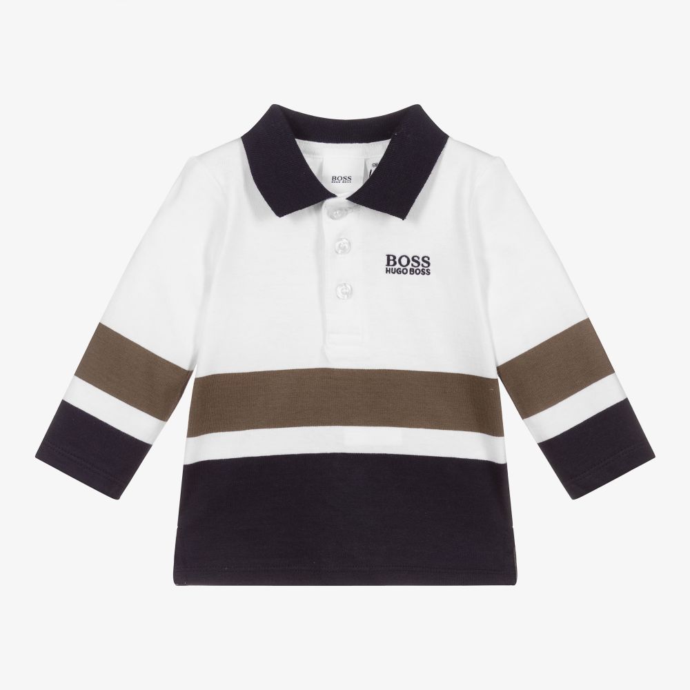 BOSS - Colourblock Cotton Polo Shirt | Childrensalon