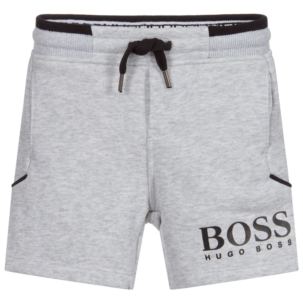 BOSS - Grey Jersey Logo Shorts | Childrensalon Outlet