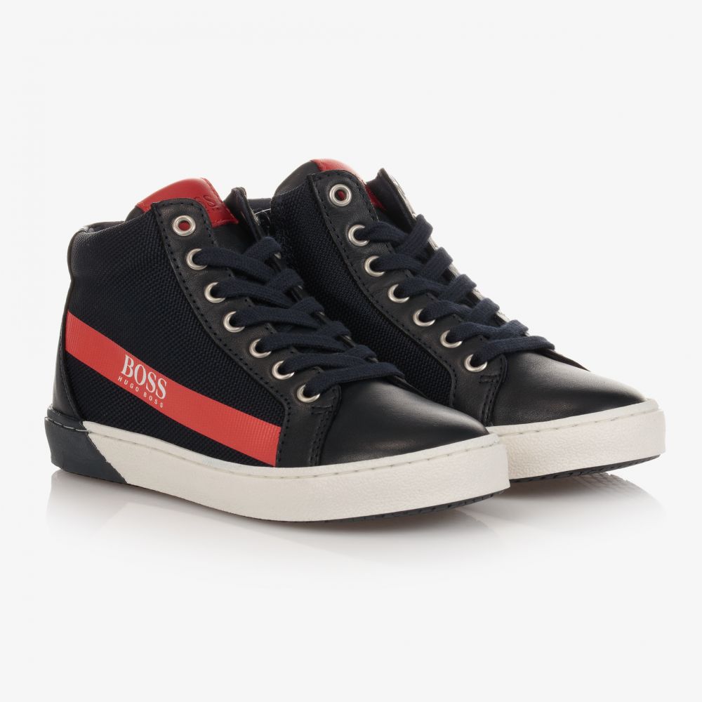 BOSS - Navyblaue hohe Sneakers | Childrensalon