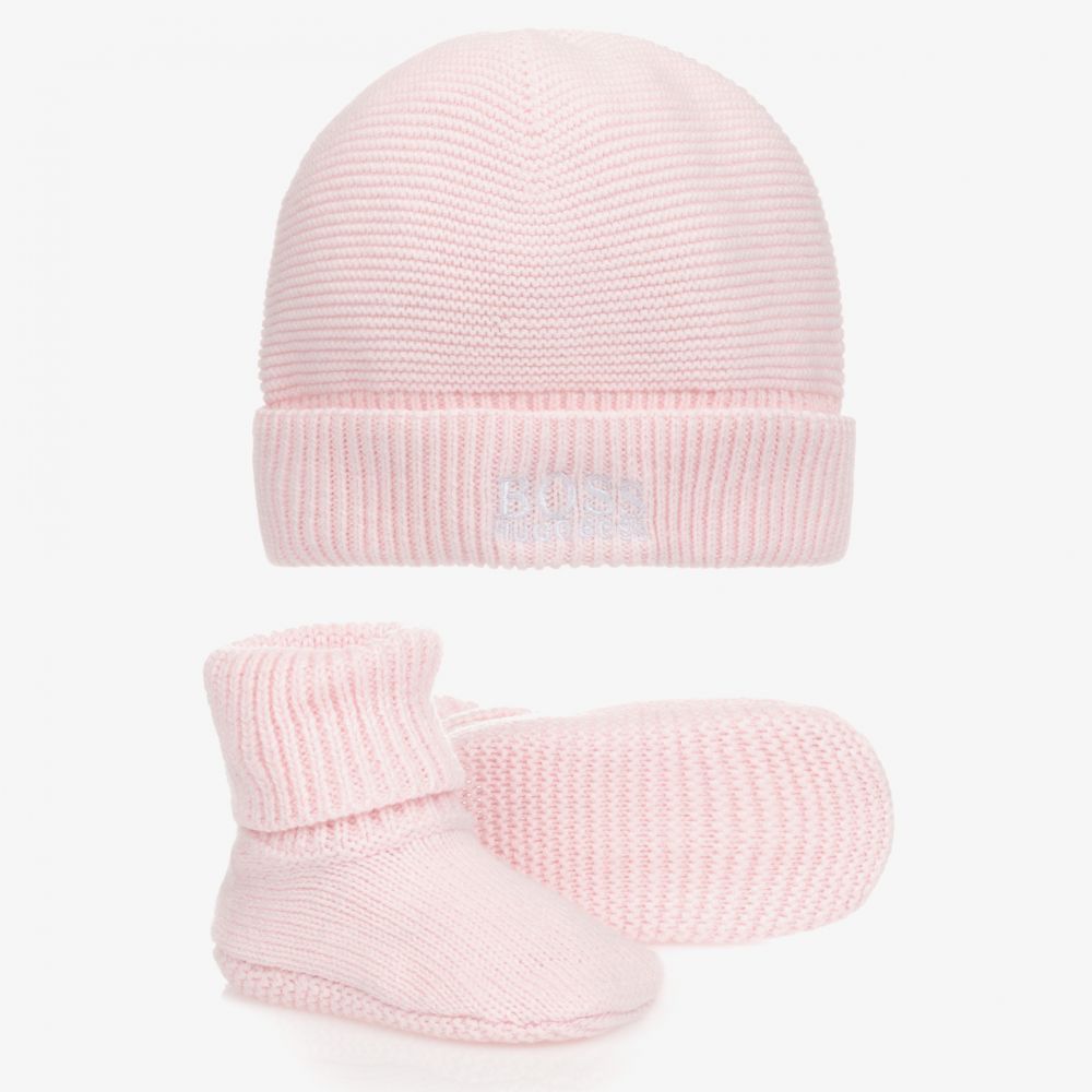 BOSS - Pink Hat & Booties Gift Set | Childrensalon