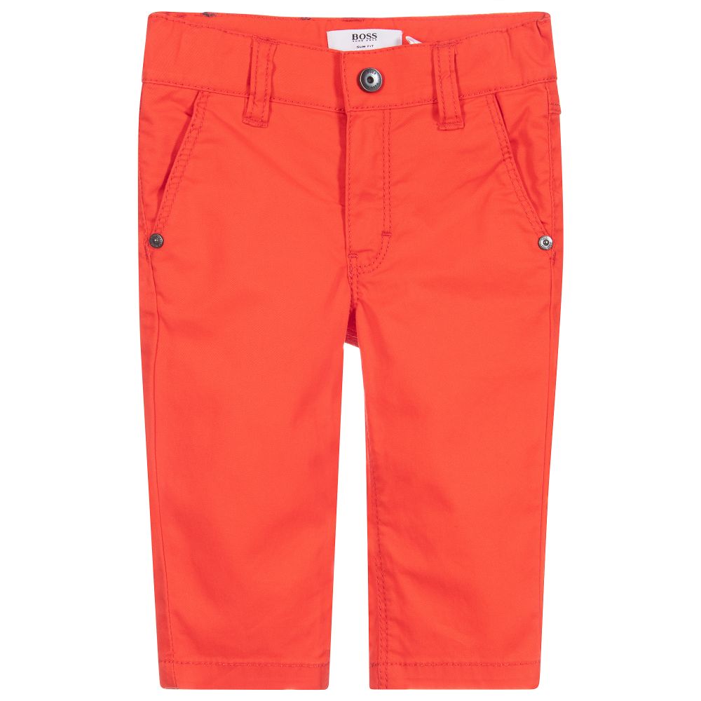 BOSS - Red Cotton Trousers | Childrensalon