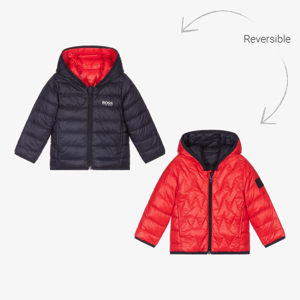 BOSS - Red Reversible Hooded Jacket | Childrensalon