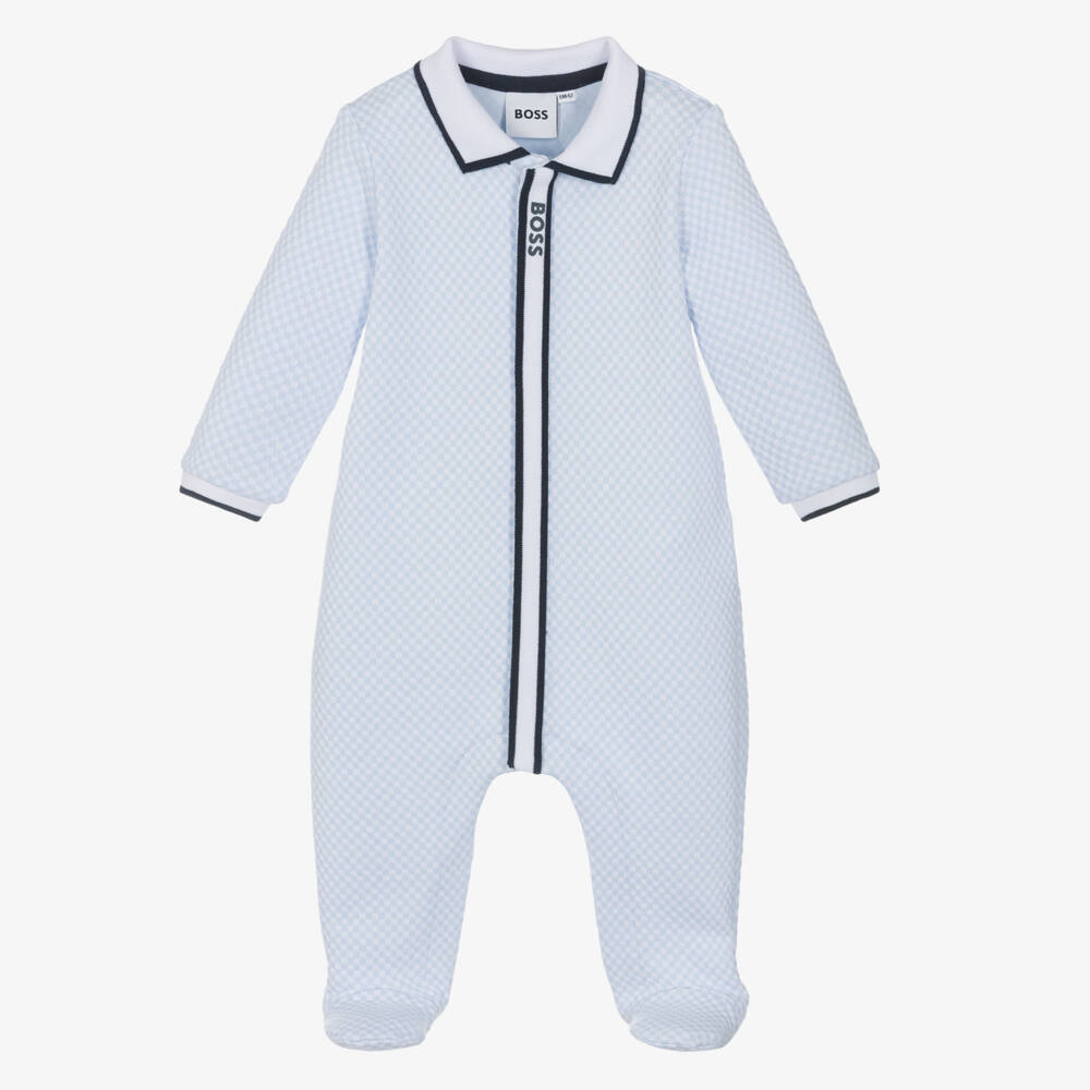 BOSS-Little Gentleman's Soft Blue Onesie | Childrensalon Outlet