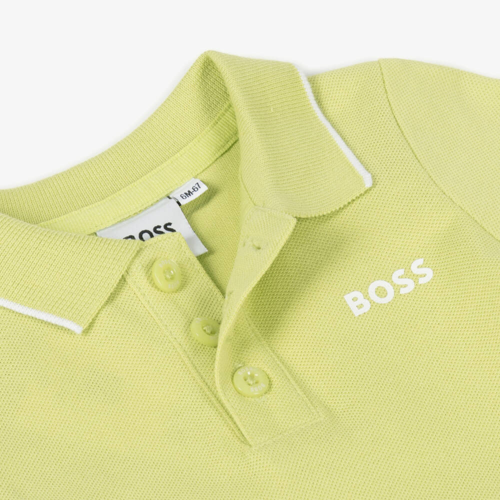 BOSS-Little Gents Lime Polo Top | Childrensalon Outlet