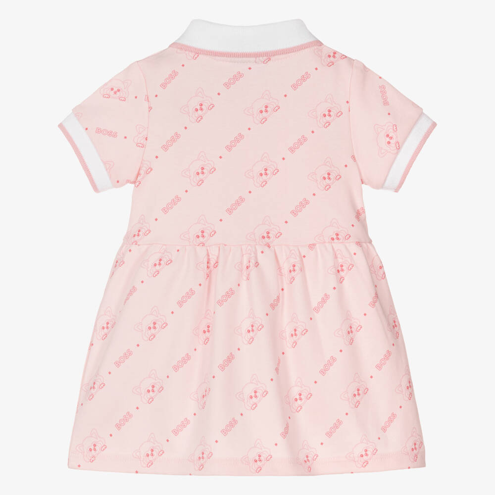 BOSS-Little Ladies Soft Pink Polo Frock | Childrensalon Outlet