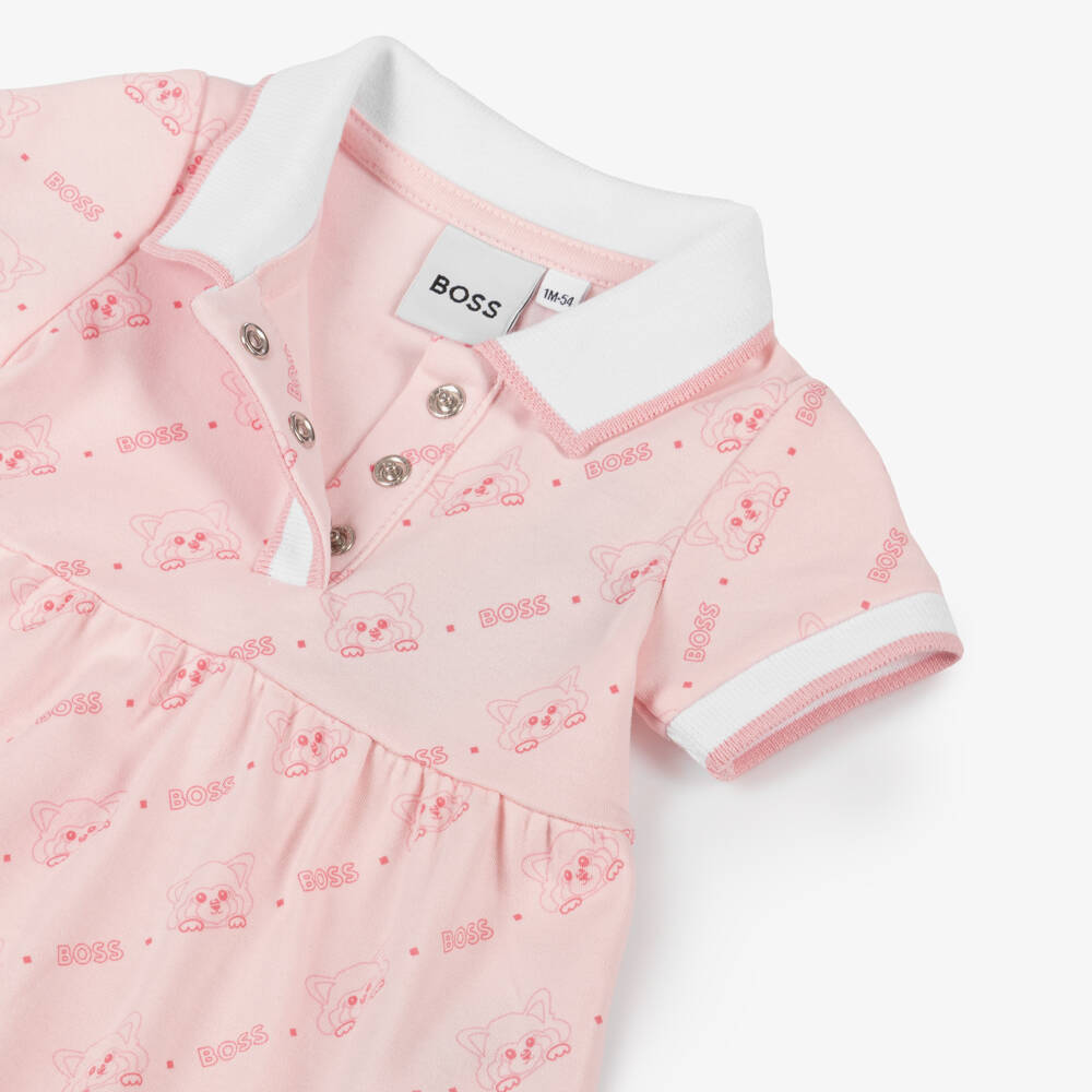 BOSS-Little Ladies Soft Pink Polo Frock | Childrensalon Outlet