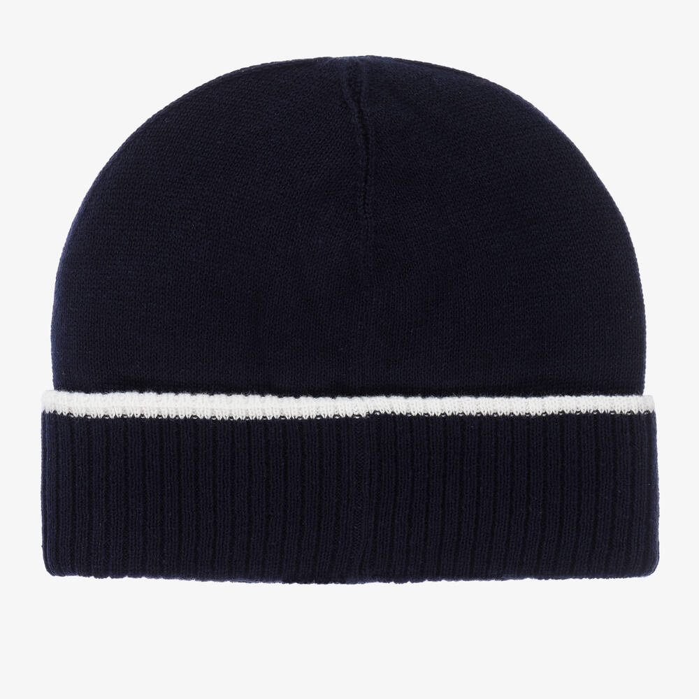 BOSS-Navy Blue Cotton Beanie Hat | Childrensalon Outlet