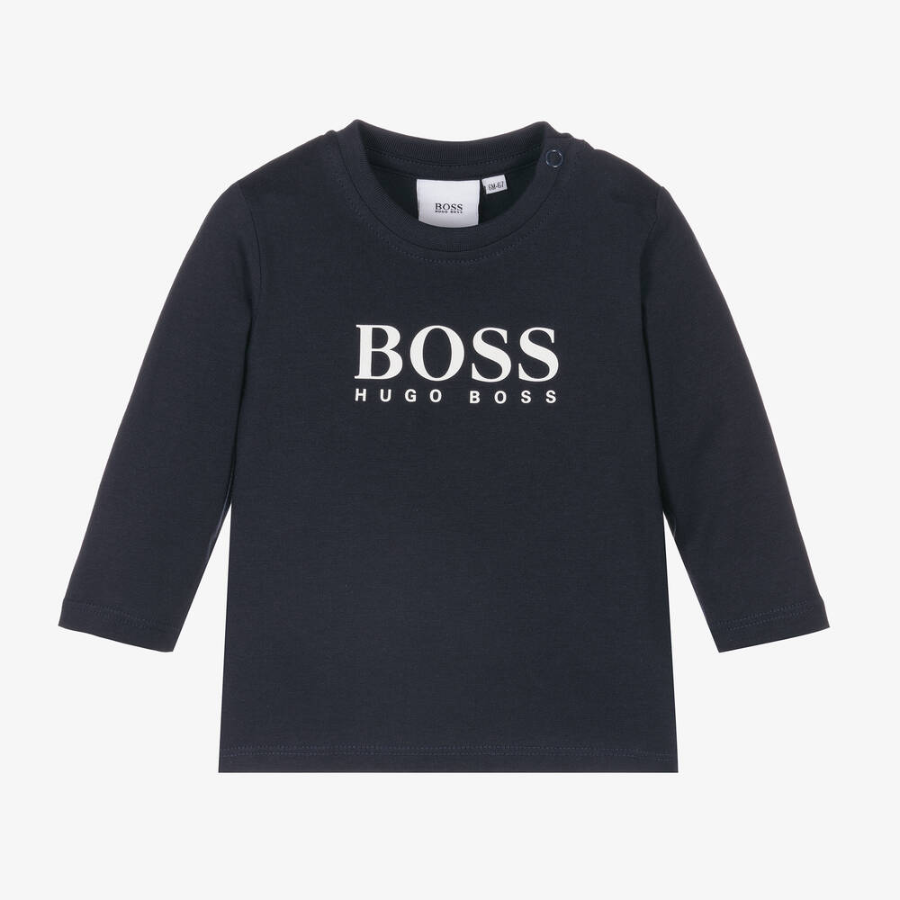 BOSS-توب قطن جيرسي لون كحلي للمواليد | Childrensalon Outlet