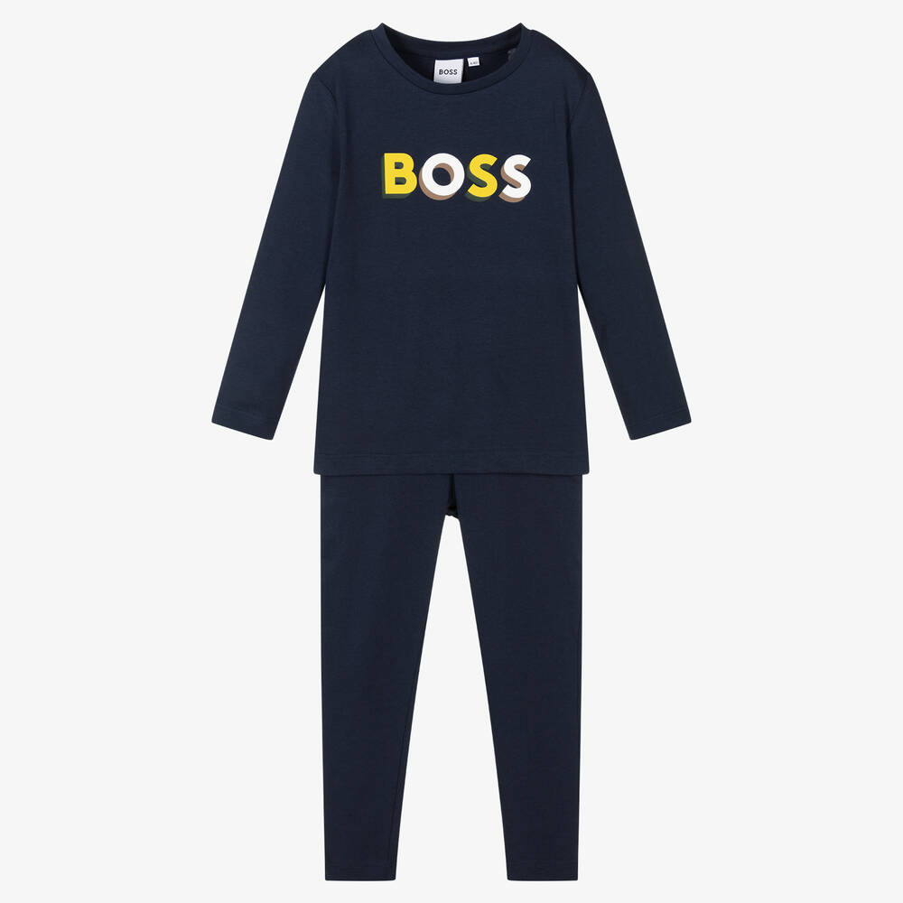BOSS - Navyblauer Baumwoll-Schlafanzug | Childrensalon