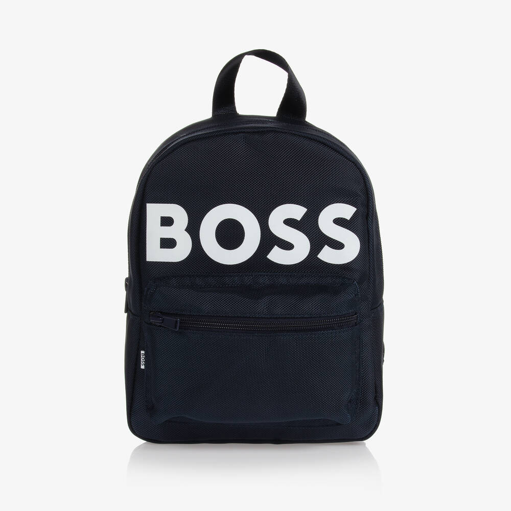 BOSS - Navy Blue Logo Backpack (27cm) | Childrensalon