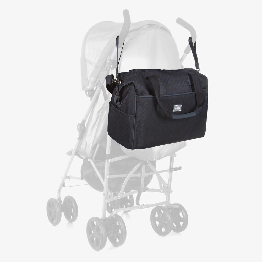 BOSS-Navy Blue Monogram Logo Changing Bag (40cm) | Childrensalon Outlet