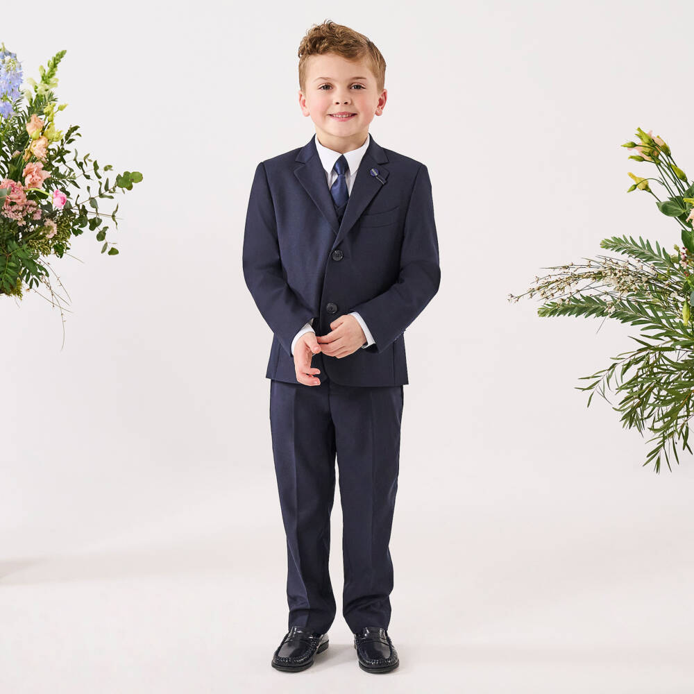 BOSS-Navy Blue Silk Boys Neckwear | Childrensalon Outlet