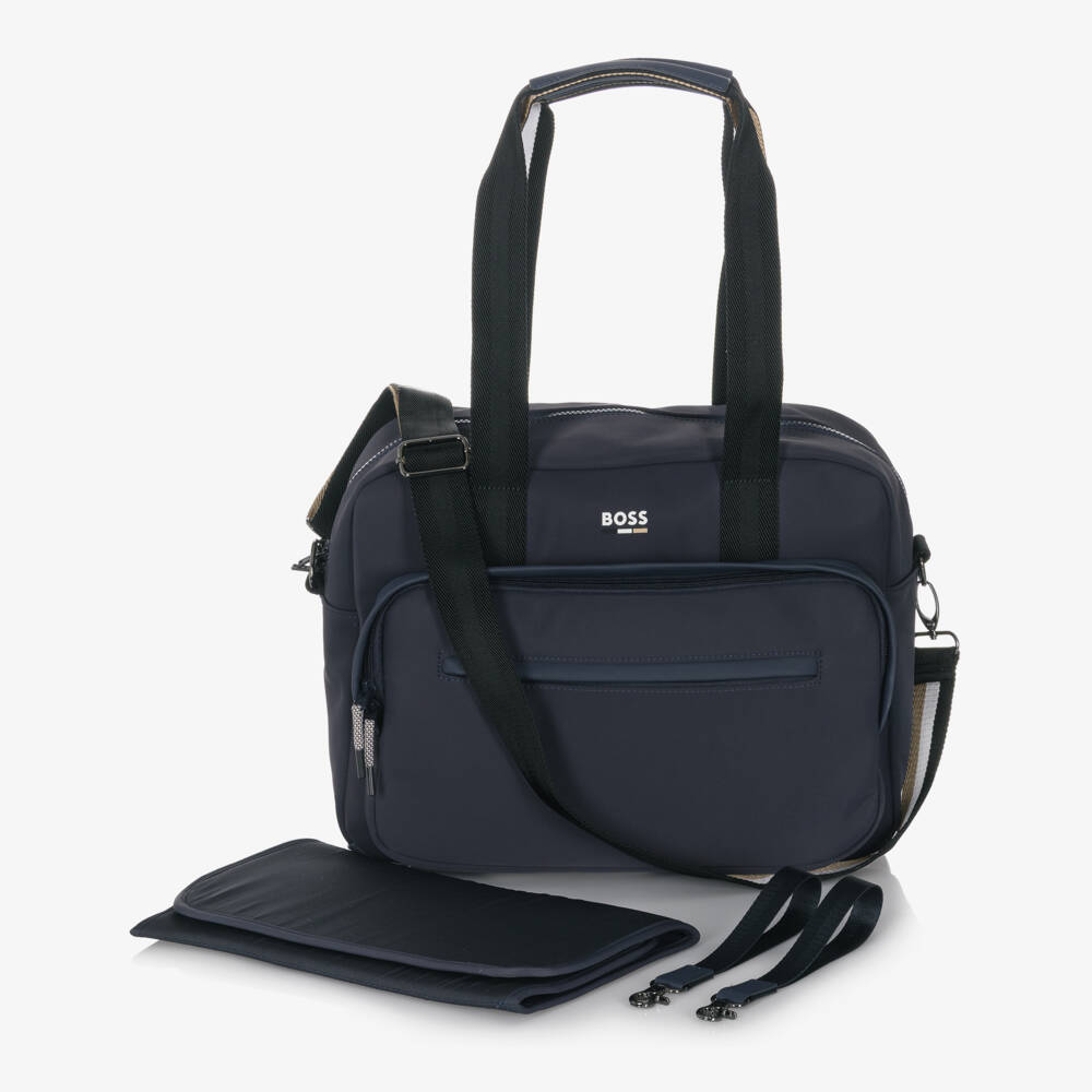 BOSS-Navy Blue Twill Changing Bag (38cm) | Childrensalon Outlet