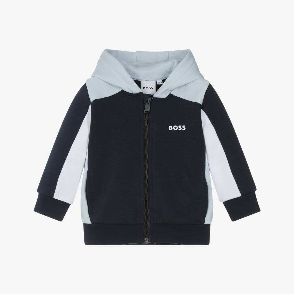 BOSS-Navy Colourblock Zip Up | Childrensalon Outlet