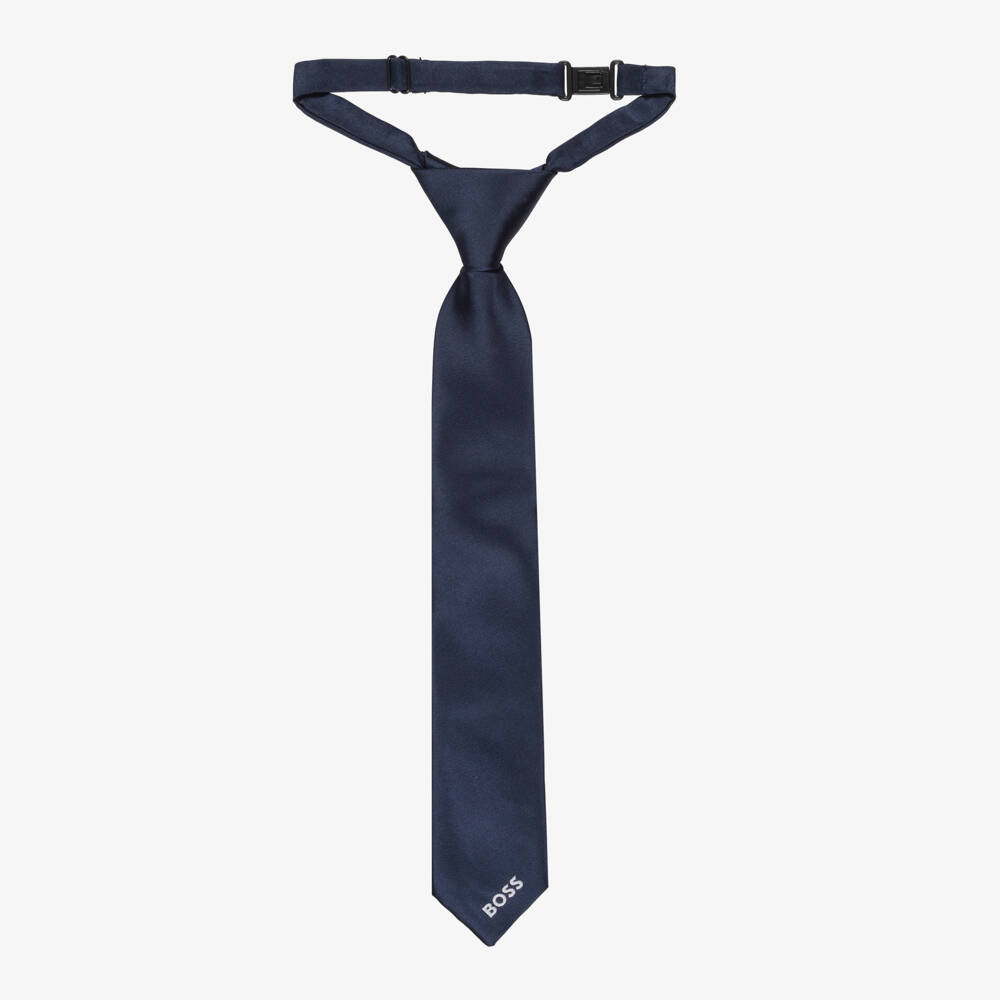 BOSS-Navy Logo Tie | Childrensalon Outlet