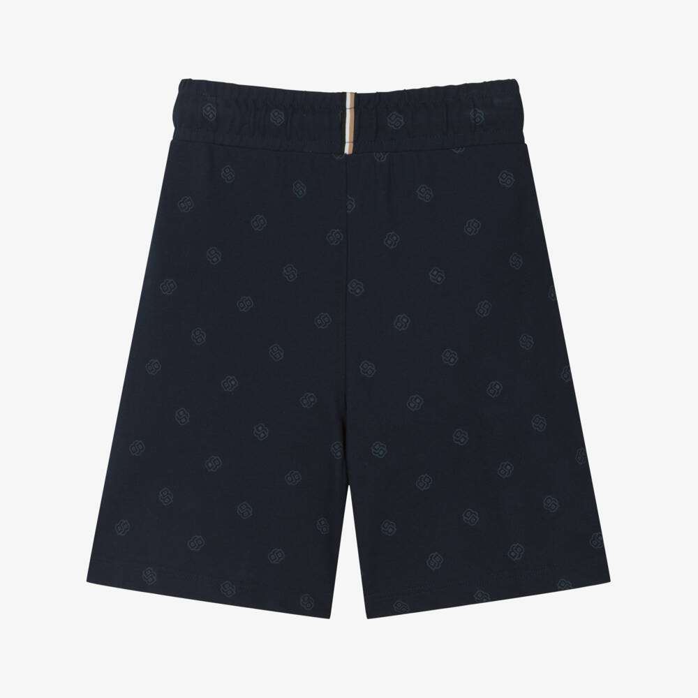 BOSS-Navy Piqué Cotton Shorts for Boys | Childrensalon Outlet