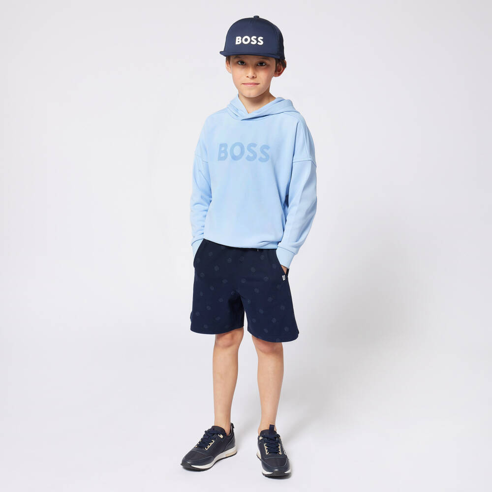BOSS-Navy Piqué Cotton Shorts for Boys | Childrensalon Outlet