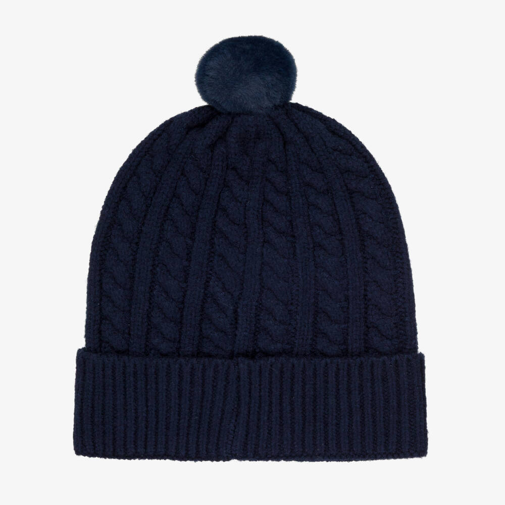 BOSS-Navy Pom Pom Hat | Childrensalon Outlet