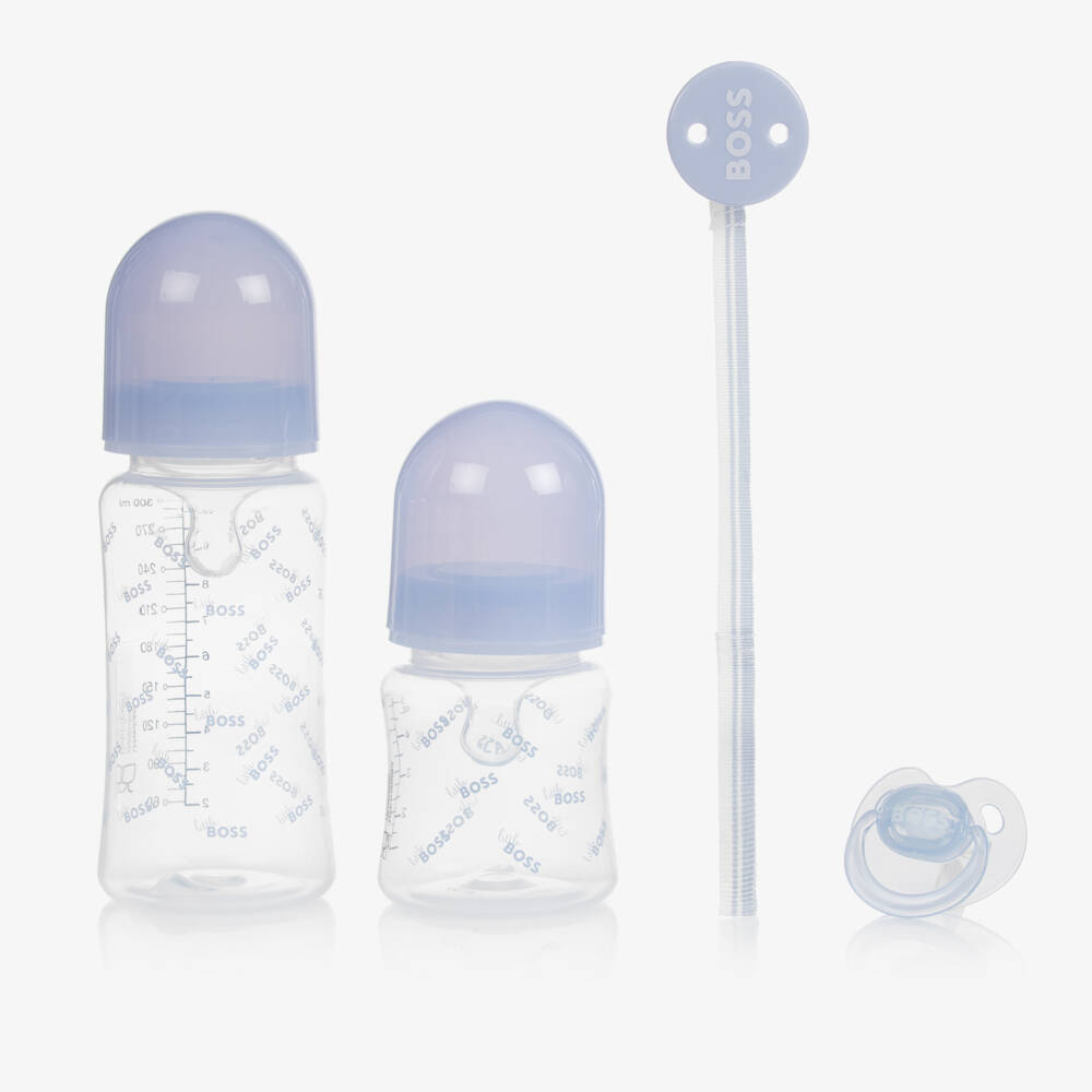 BOSS-Pale Blue Bottle & Dummy Set | Childrensalon Outlet