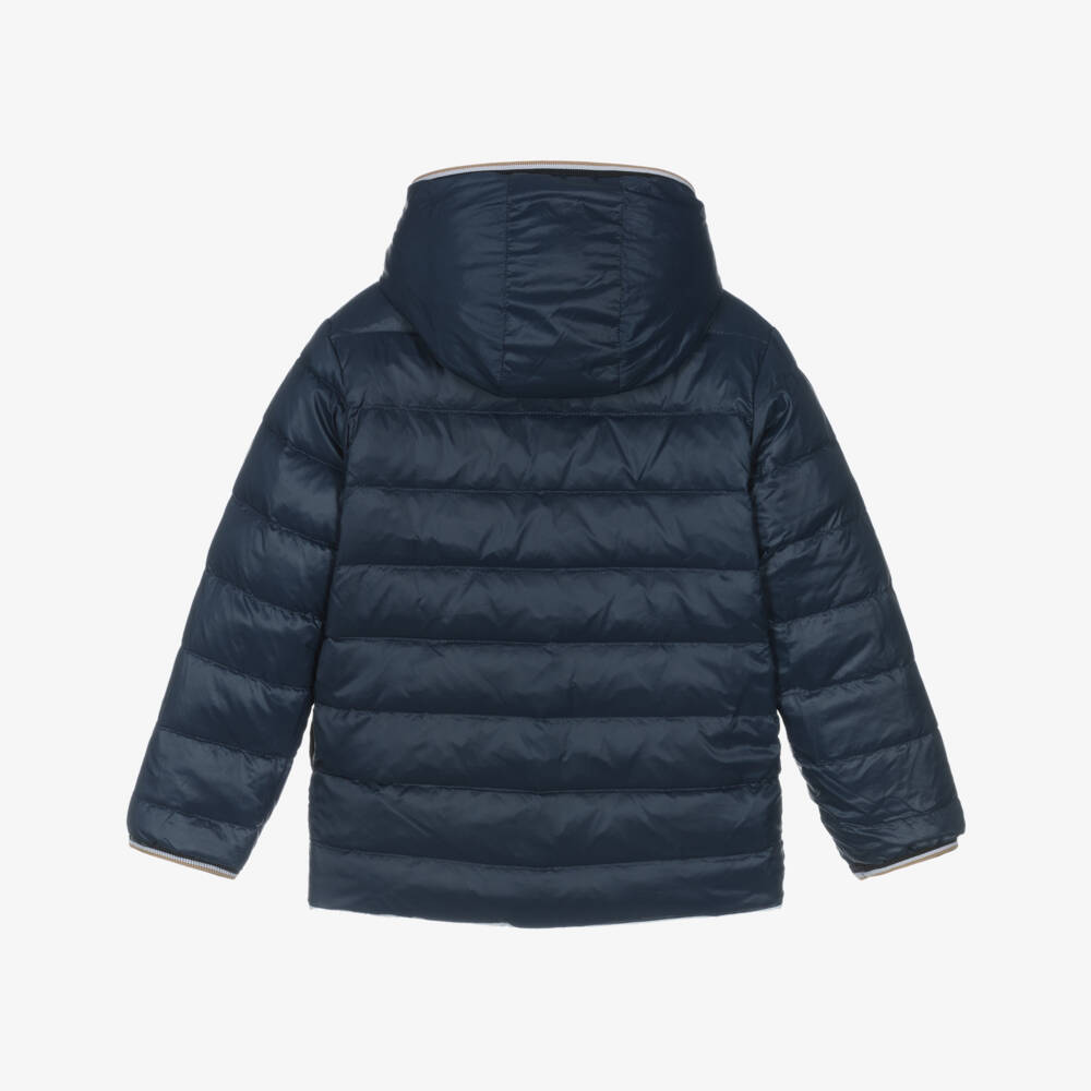 BOSS-Pale Blue & Navy Reversible Puffer | Childrensalon Outlet