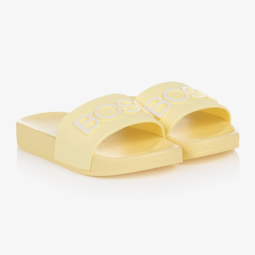 BOSS - Pastel Yellow Logo Sliders | Childrensalon