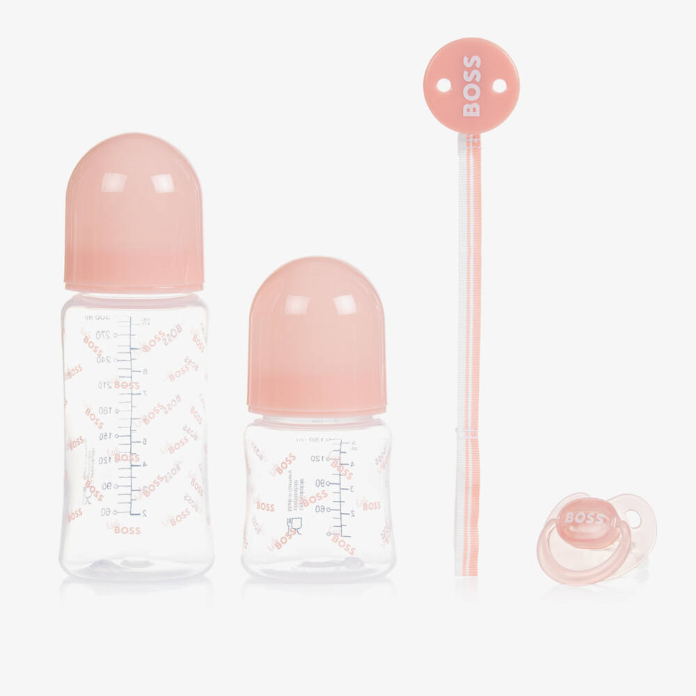 BOSS-Pink Bottle & Dummy Set | Childrensalon Outlet