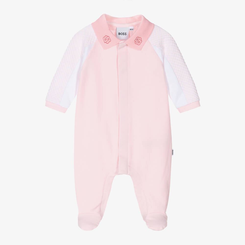BOSS-Pink Cozy Organic Cotton Sleepsuit | Childrensalon Outlet