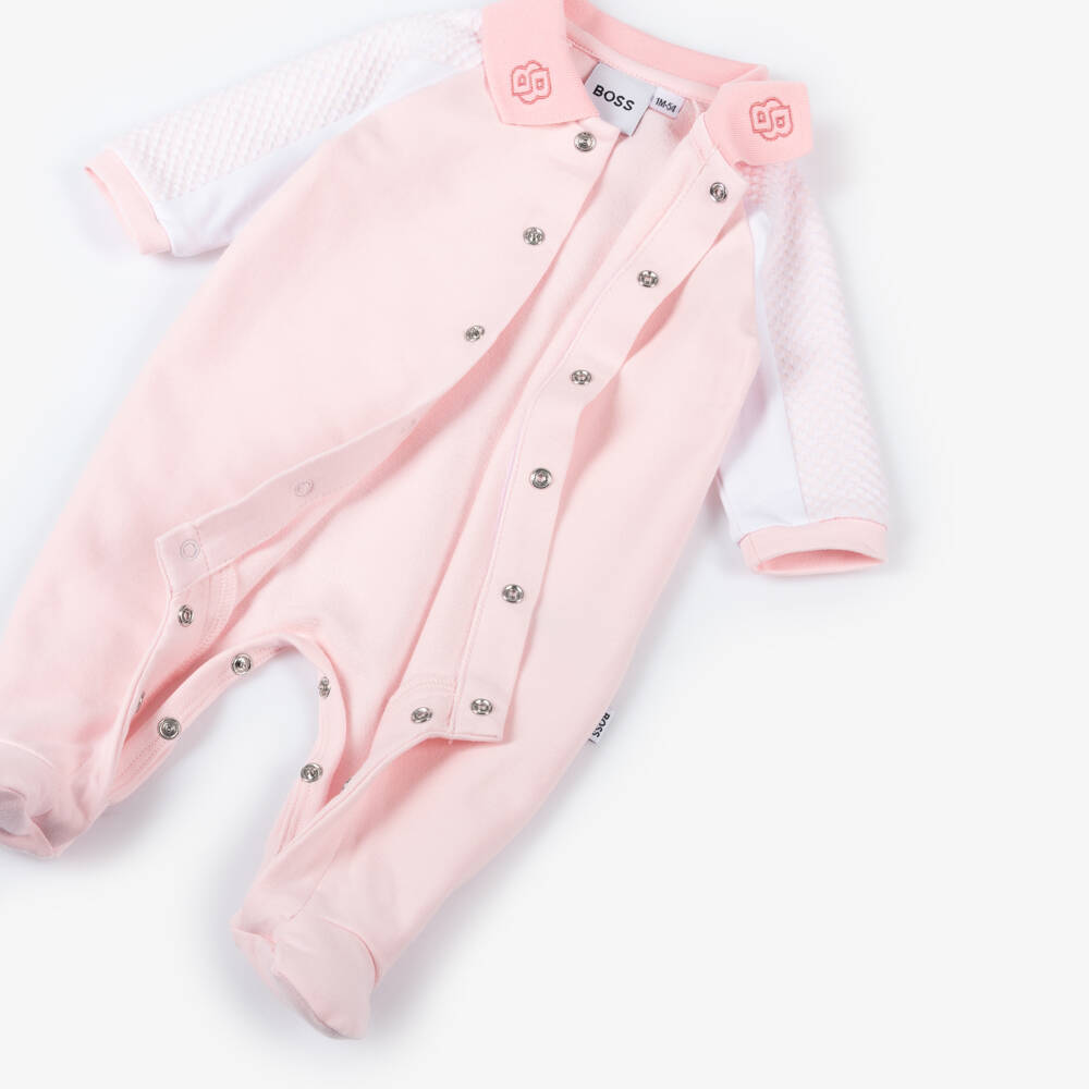 BOSS-Pink Cozy Organic Cotton Sleepsuit | Childrensalon Outlet