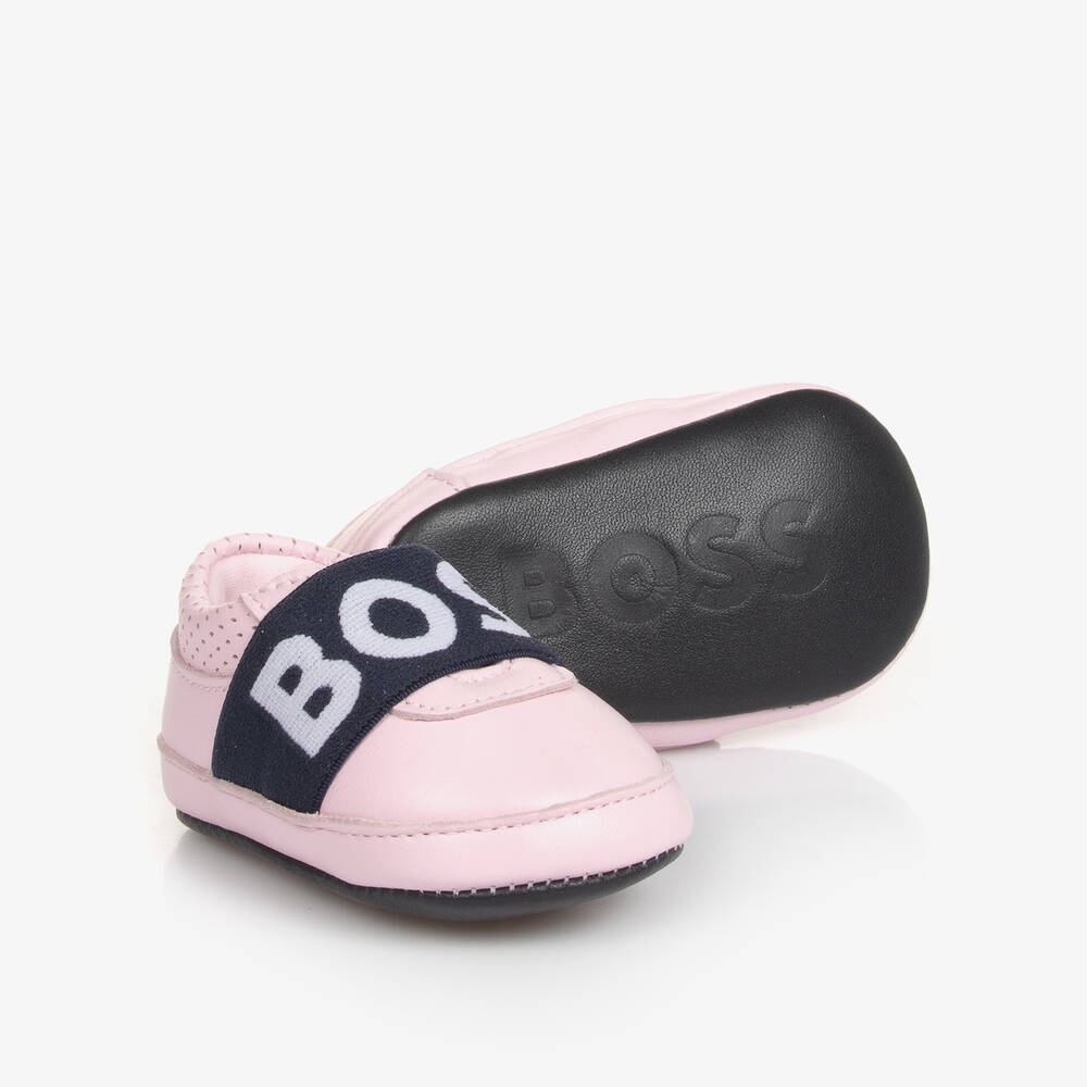 BOSS-Pink Leather Baby Pre-Walker Shoes | Childrensalon Outlet