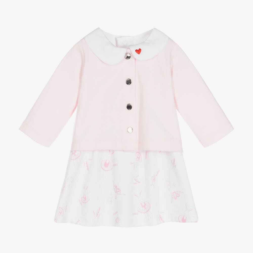 BOSS - Pink & White Layered Dress | Childrensalon