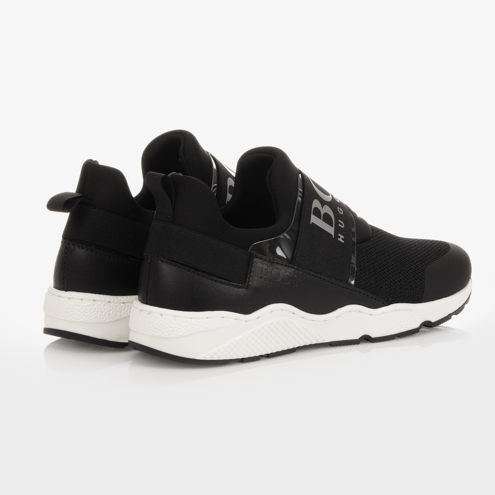 BOSS Teen Black Logo Trainers Childrensalon Outlet