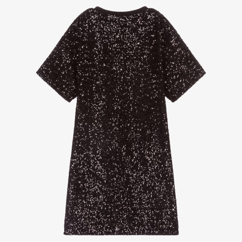 BOSS-Teen Black Sequin Logo Dress | Childrensalon Outlet