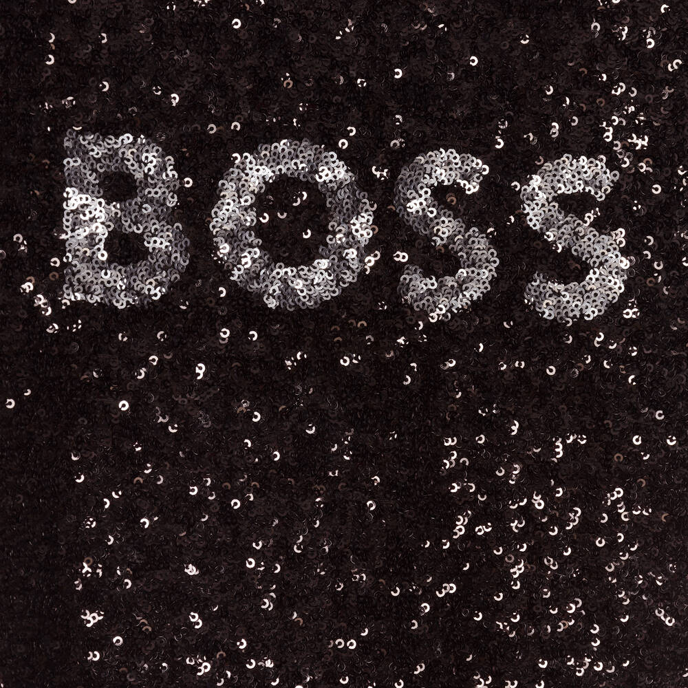 BOSS-Teen Black Sequin Logo Dress | Childrensalon Outlet