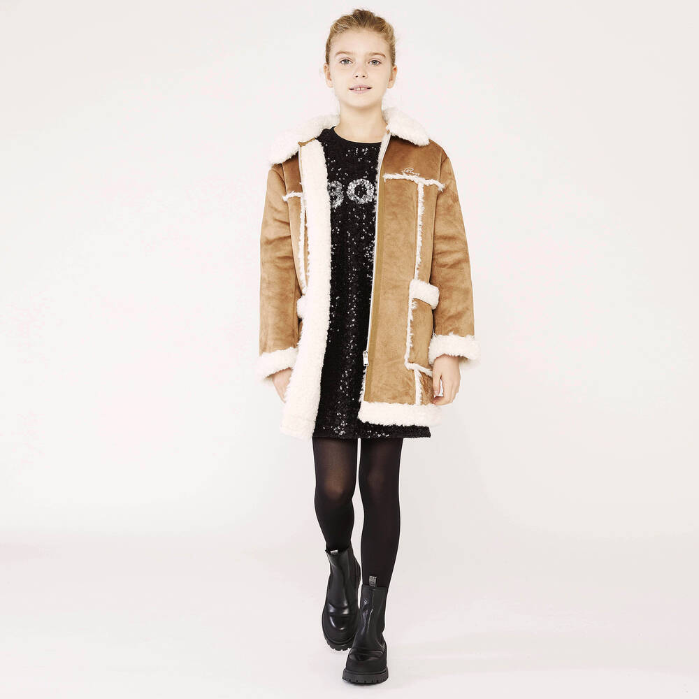 BOSS-Teen Black Sequin Logo Dress | Childrensalon Outlet