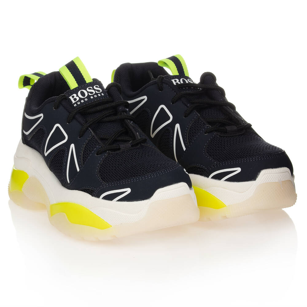 BOSS - Teen Blue Logo Trainers | Childrensalon