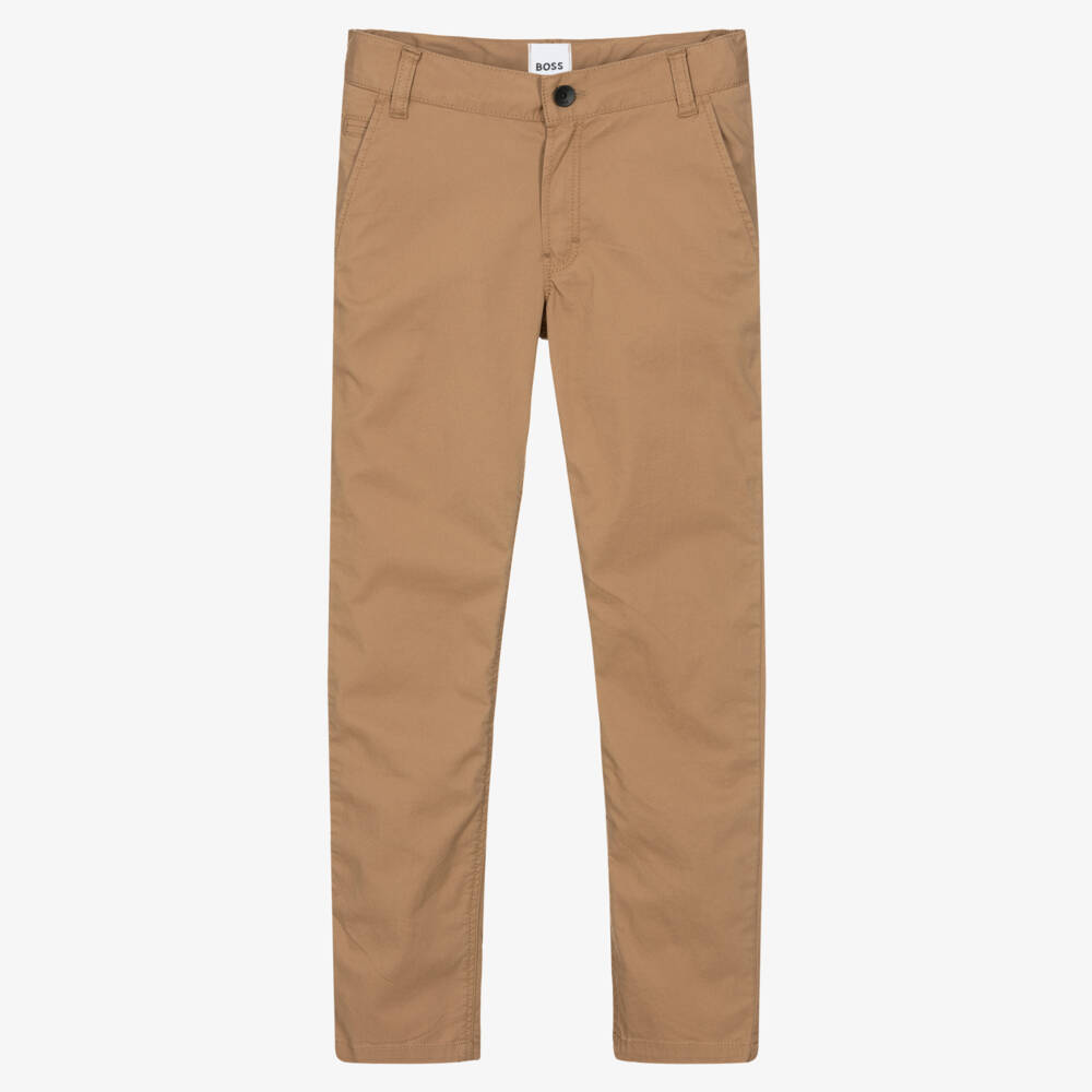 BOSS-Teen Boys Beige Cotton Chino Trousers | Childrensalon Outlet