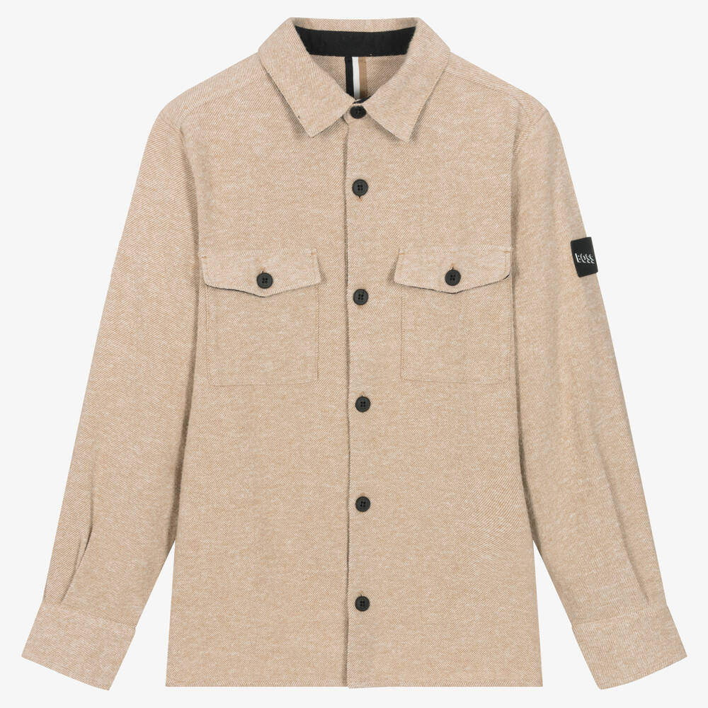 BOSS-Teen Boys Beige Cotton Shirt | Childrensalon Outlet
