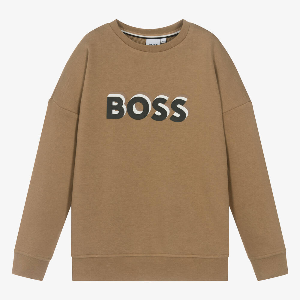 Teen Boys Beige Cotton Sweatshirt