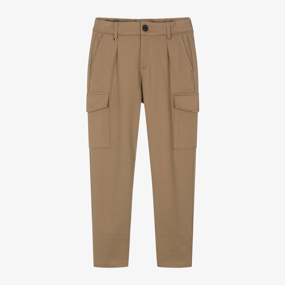 BOSS-Teen Boys Beige Milano Jersey Cargo Trousers | Childrensalon Outlet
