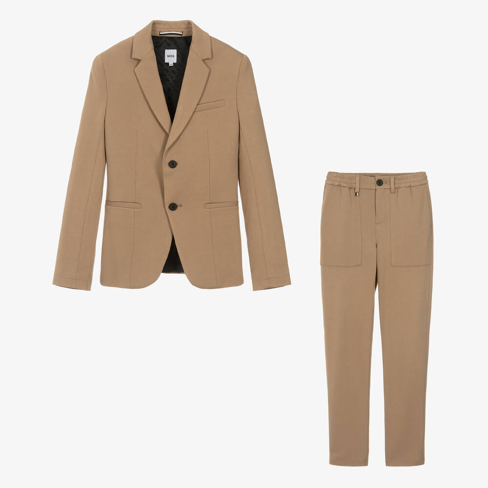 BOSS-Teen Boys Beige Milano Suit | Childrensalon Outlet