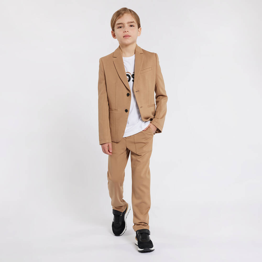 BOSS-Teen Boys Beige Milano Suit | Childrensalon Outlet