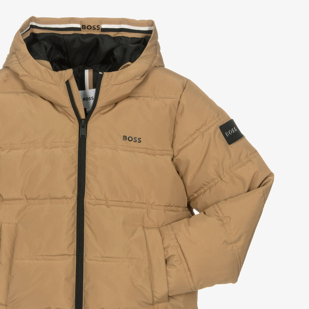 BOSS-Бежевый пуховик для подростков | Childrensalon Outlet