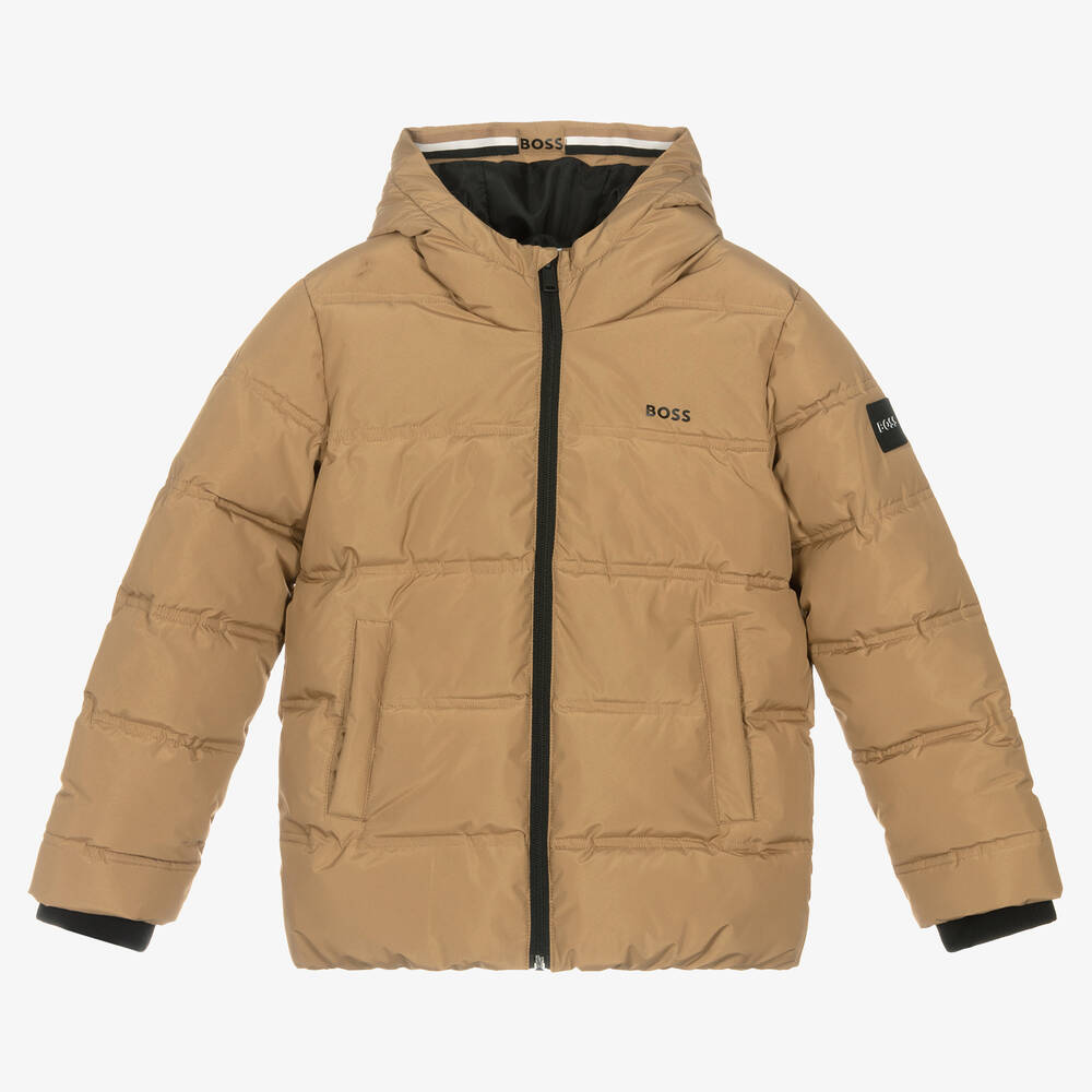 BOSS - Teen Boys Beige Puffer Jacket | Childrensalon