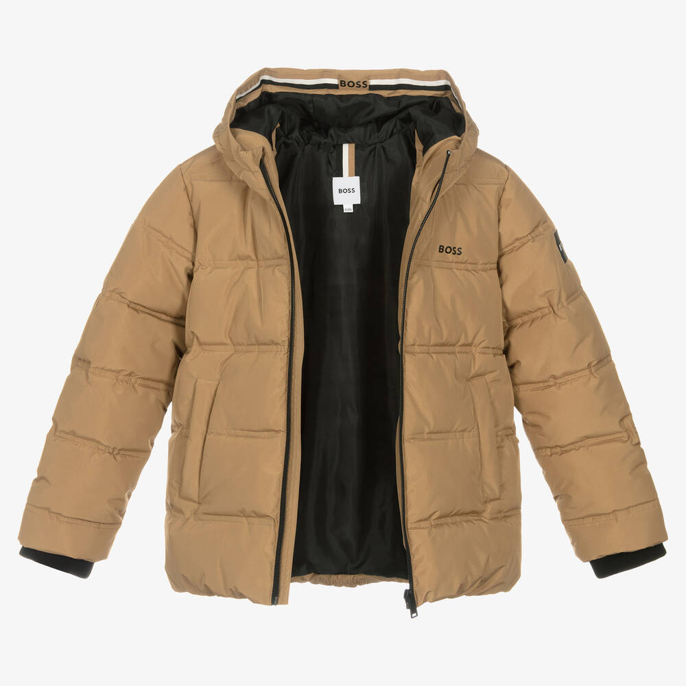 BOSS-Бежевый пуховик для подростков | Childrensalon Outlet