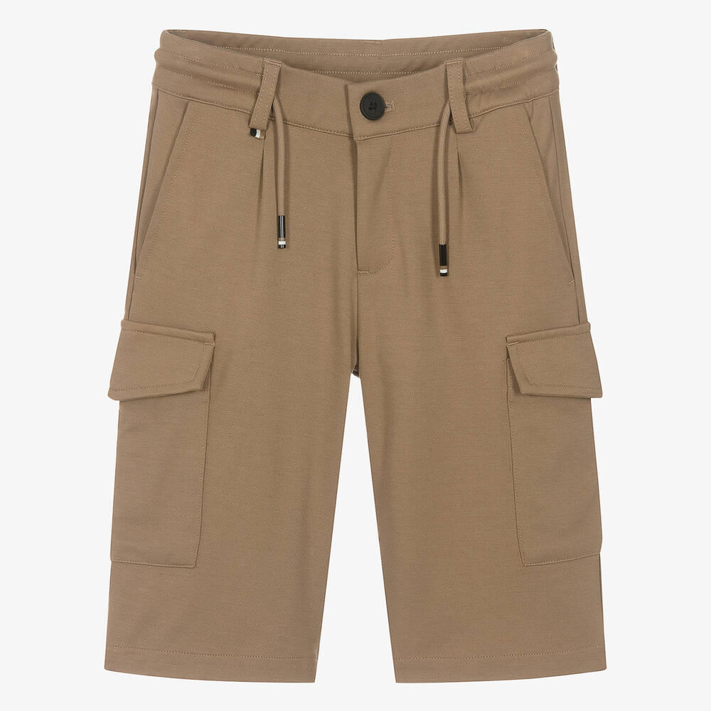 BOSS-Teen Boys Beige Viscose Cargo Shorts | Childrensalon Outlet