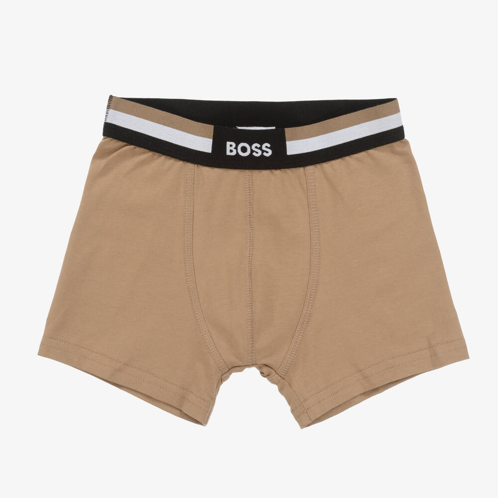BOSS-Teen Boys Black & Beige Boxer Shorts (2 Pack) | Childrensalon Outlet