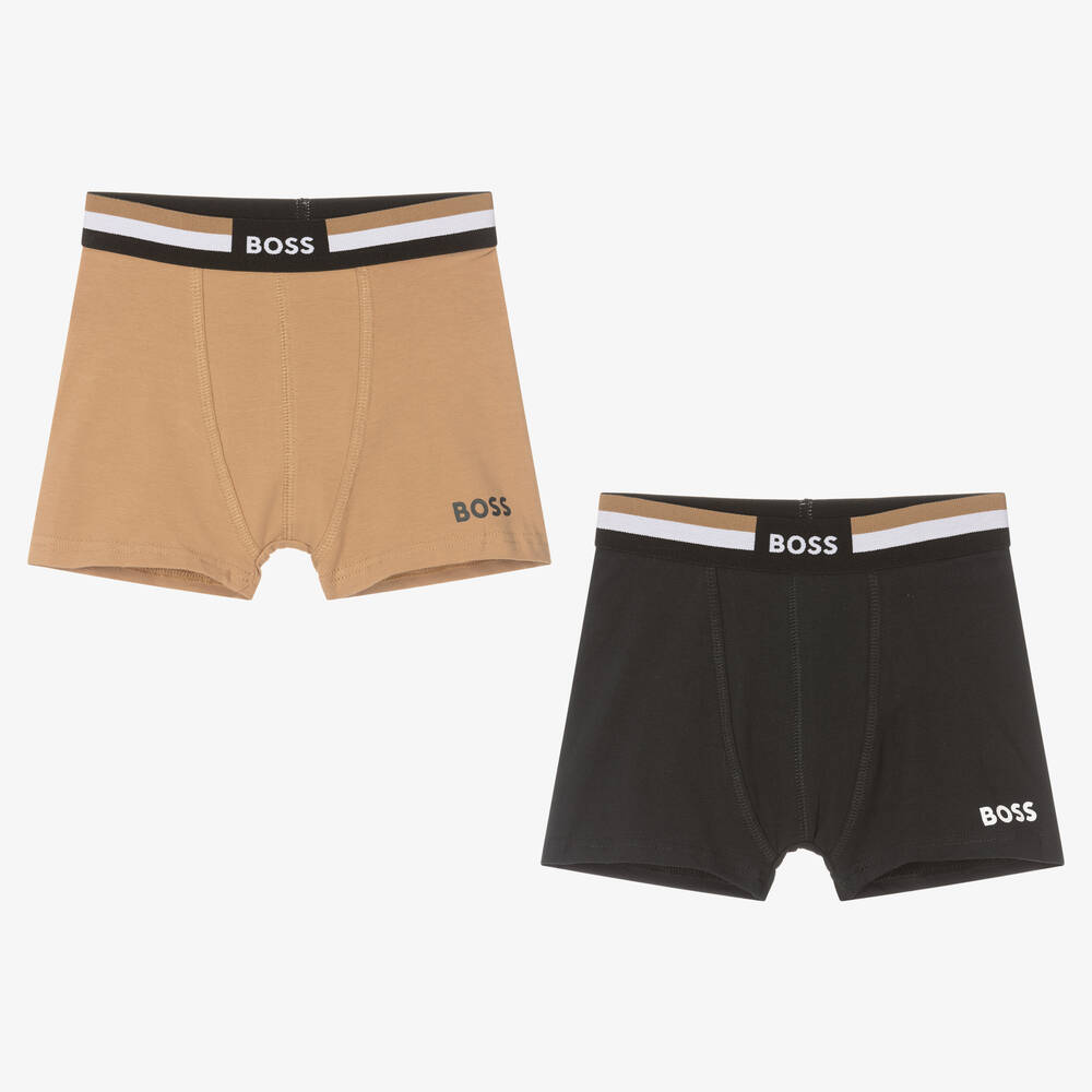 BOSS - Boxershorts schwarz/beige 2er-Pack | Childrensalon