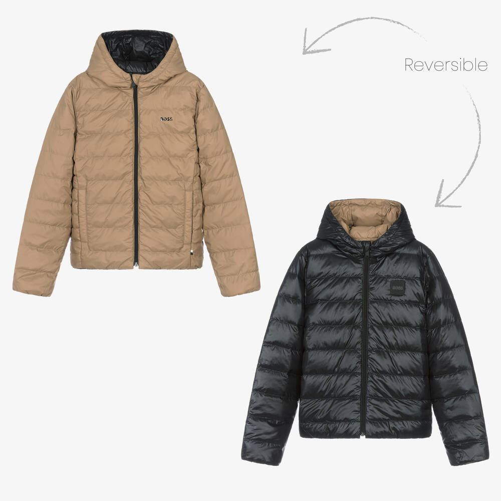 BOSS - Черно-бежевая двусторонняя куртка | Childrensalon